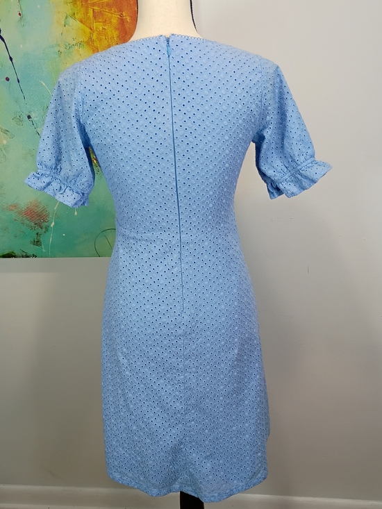 Lulus Light Blue Eyelet Lace V-Neck Midi Dress - Picture 4 of 4